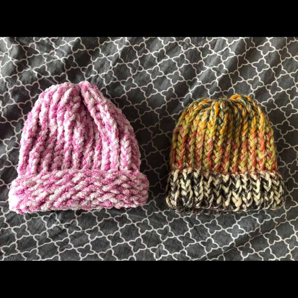 Knit Newborn Hats, homemade